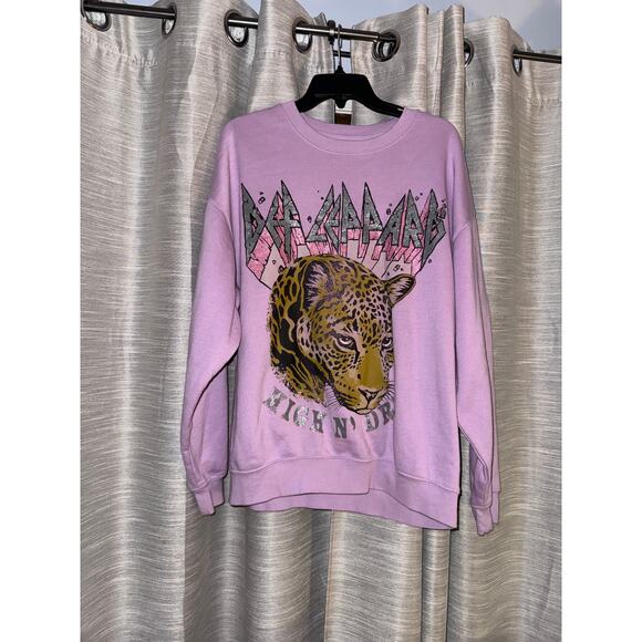 Def Leppard oversized purple crewneck sweater size large - Picture 2 of 4